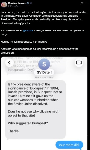 ‘ଆପଣଙ୍କ-ମାଆ-ଠିକ୍‌-କରିଛନ୍ତି…’-ଟ୍ରମ୍ପ-ପୁଟିନ-ବୈଠକକୁ-ନେଇ-ସାମ୍ବାଦିକଙ୍କ-ଉପରେ-ବର୍ଷିଲେ-ହ୍ୱାଇଟ୍-ହାଉସ୍-ପ୍ରେସ୍-ସଚିବ